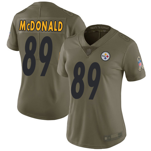 Women Pittsburgh Steelers Football #89 Limited Olive Vance McDonald 2017 Salute to Service Nike NFL Jersey->women nfl jersey->Women Jersey